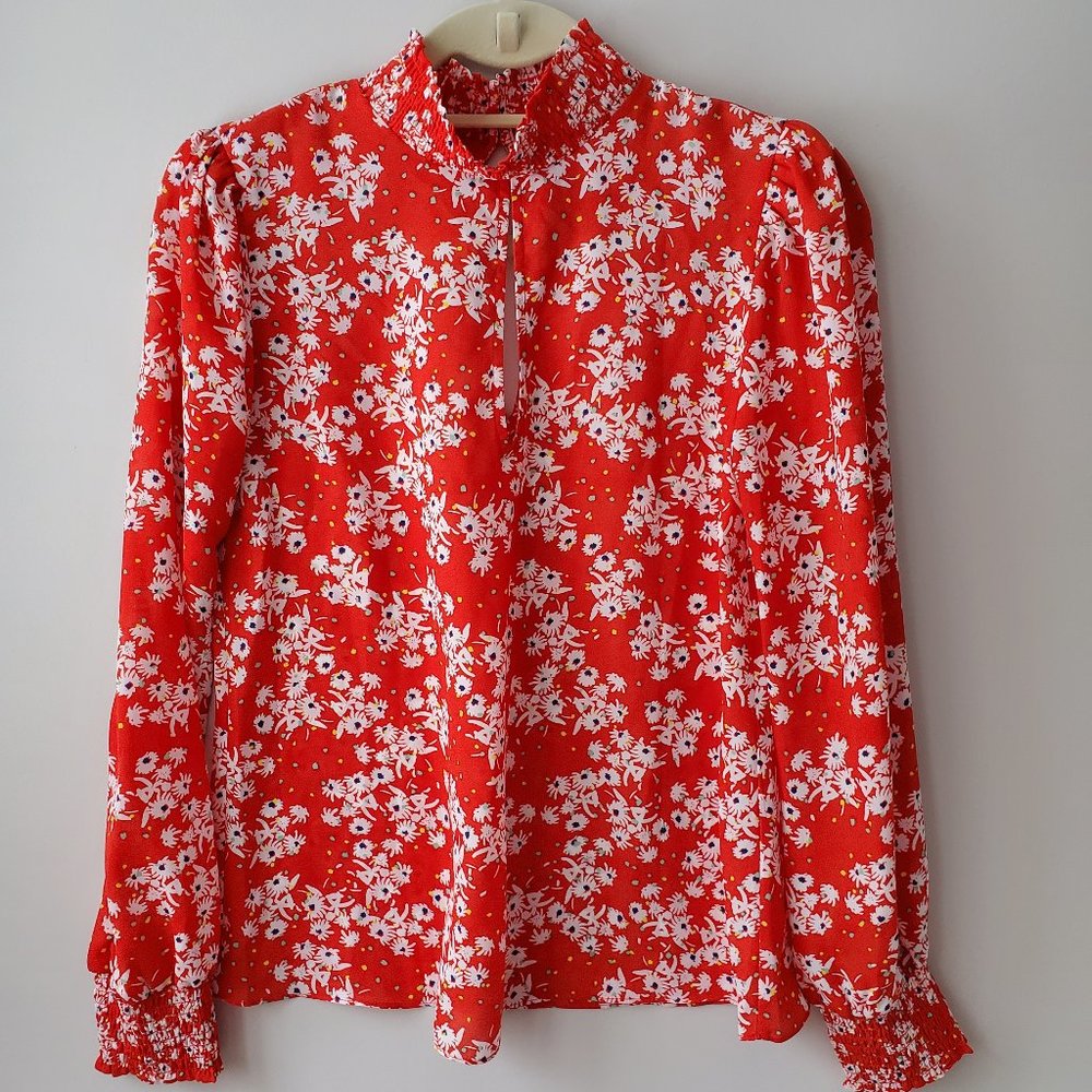 Socialite mock neck blouse